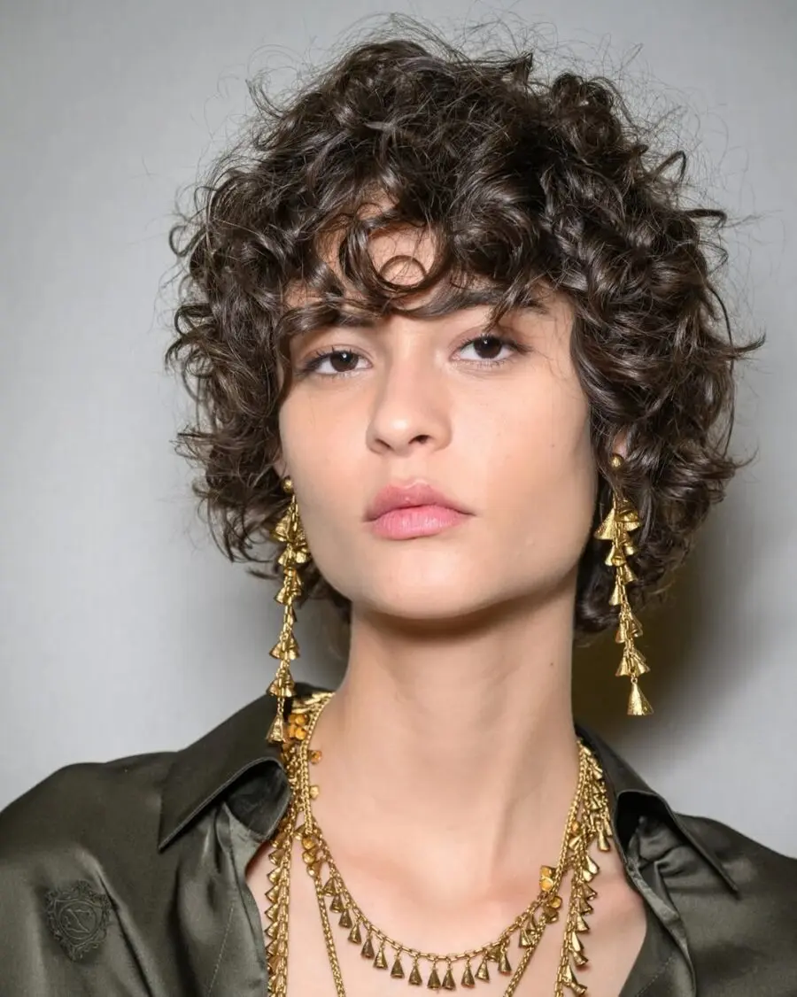 Trendy Short Curly Shag with Glam Accessories