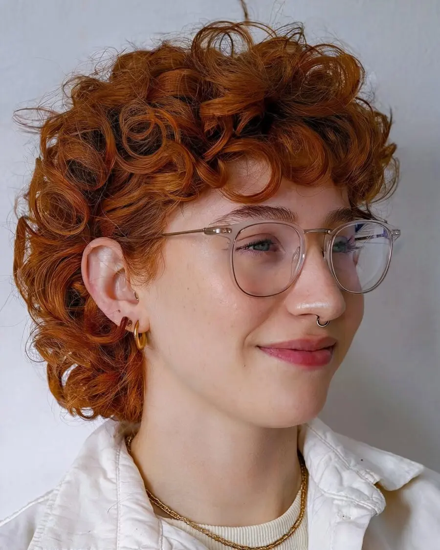 Vibrant Red Short Curly Shag Hairstyle