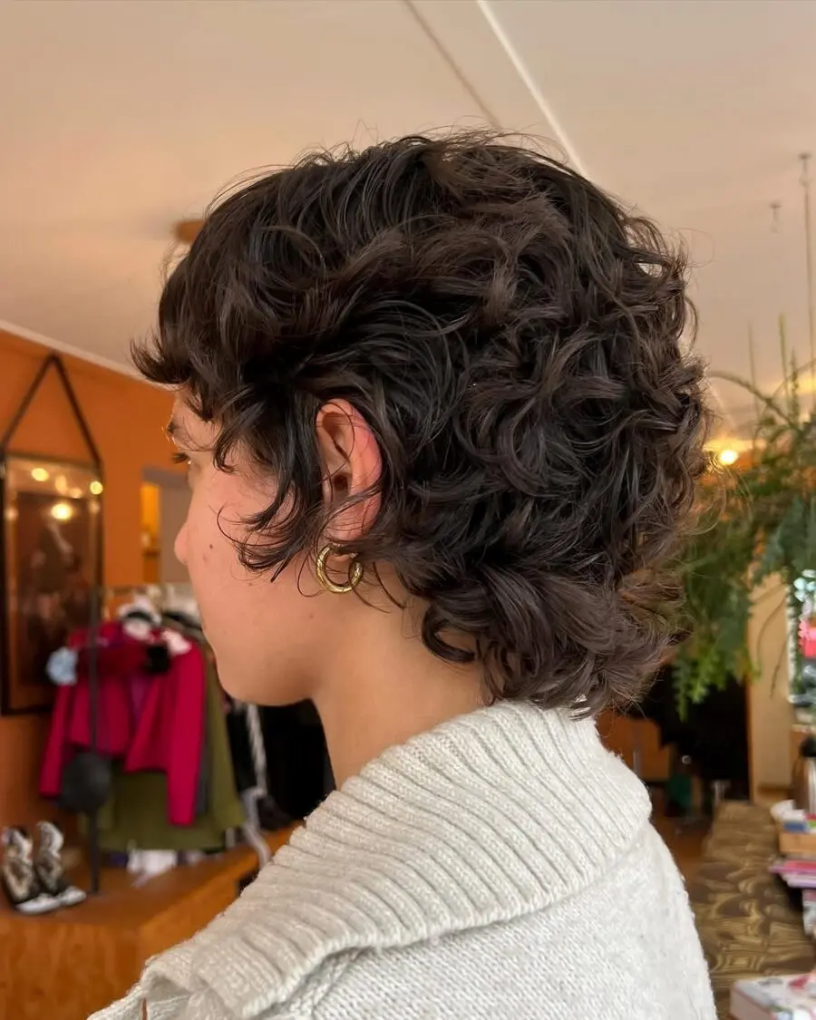 Stylish short curly shag with modern flair