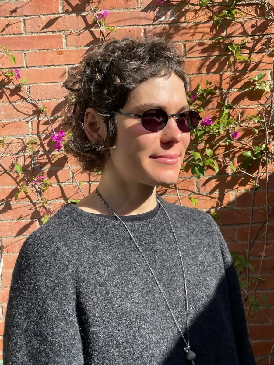 Chic Short Curly Shag with Sunglasses