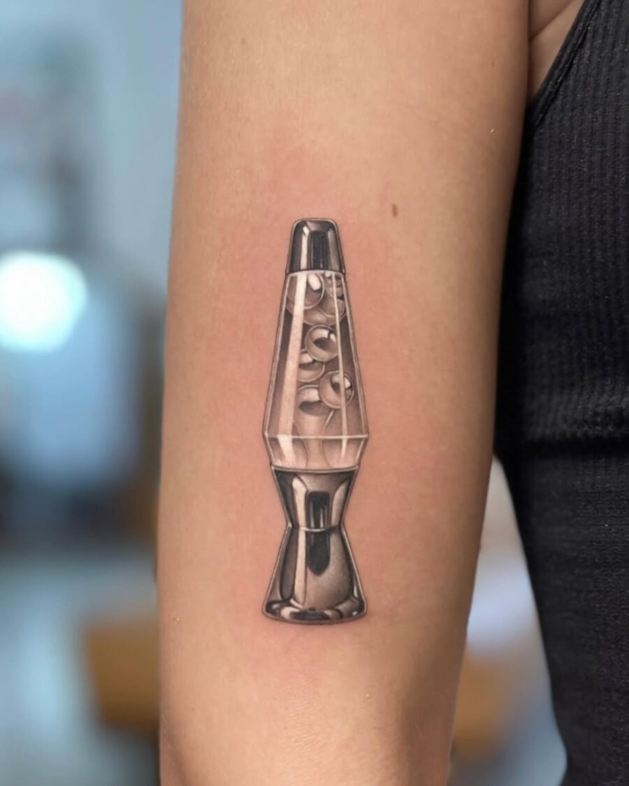 Chic Silver Ink Lava Lamp Tattoo Design