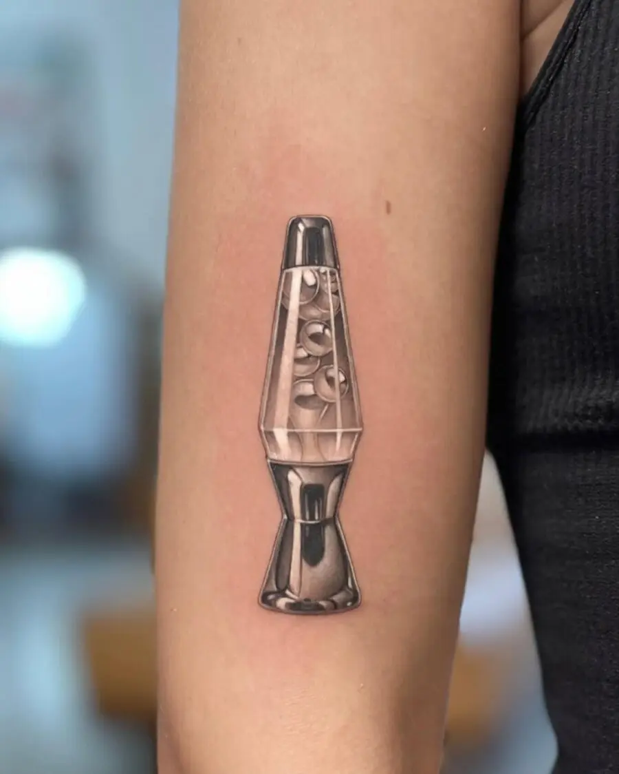 Chic Silver Ink Lava Lamp Tattoo Design