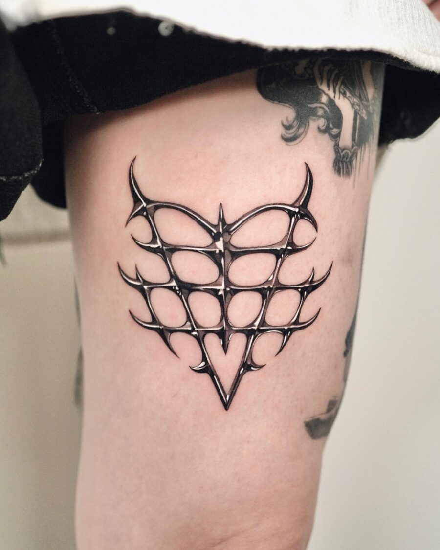 Stunning Silver Ink Geometric Tattoo Design