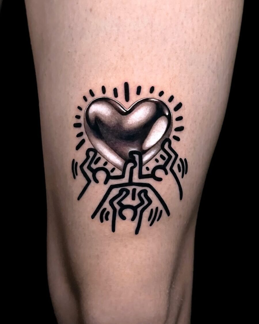 Stunning Silver Ink Heart Tattoo Design