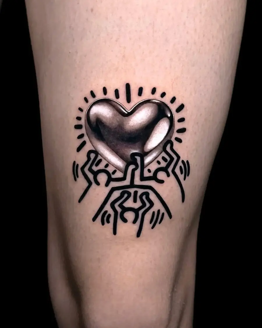 Stunning Silver Ink Heart Tattoo Design