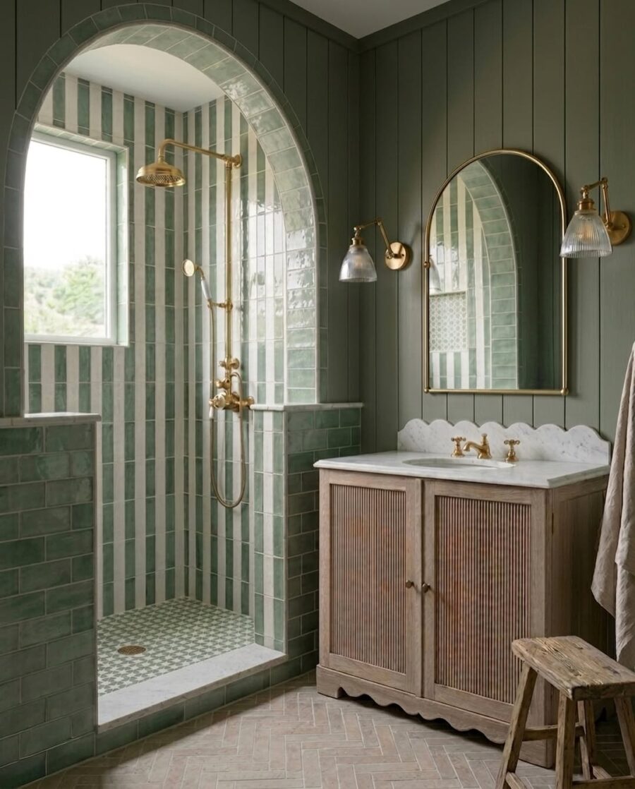 Charming vintage-style bathroom with greenery accents