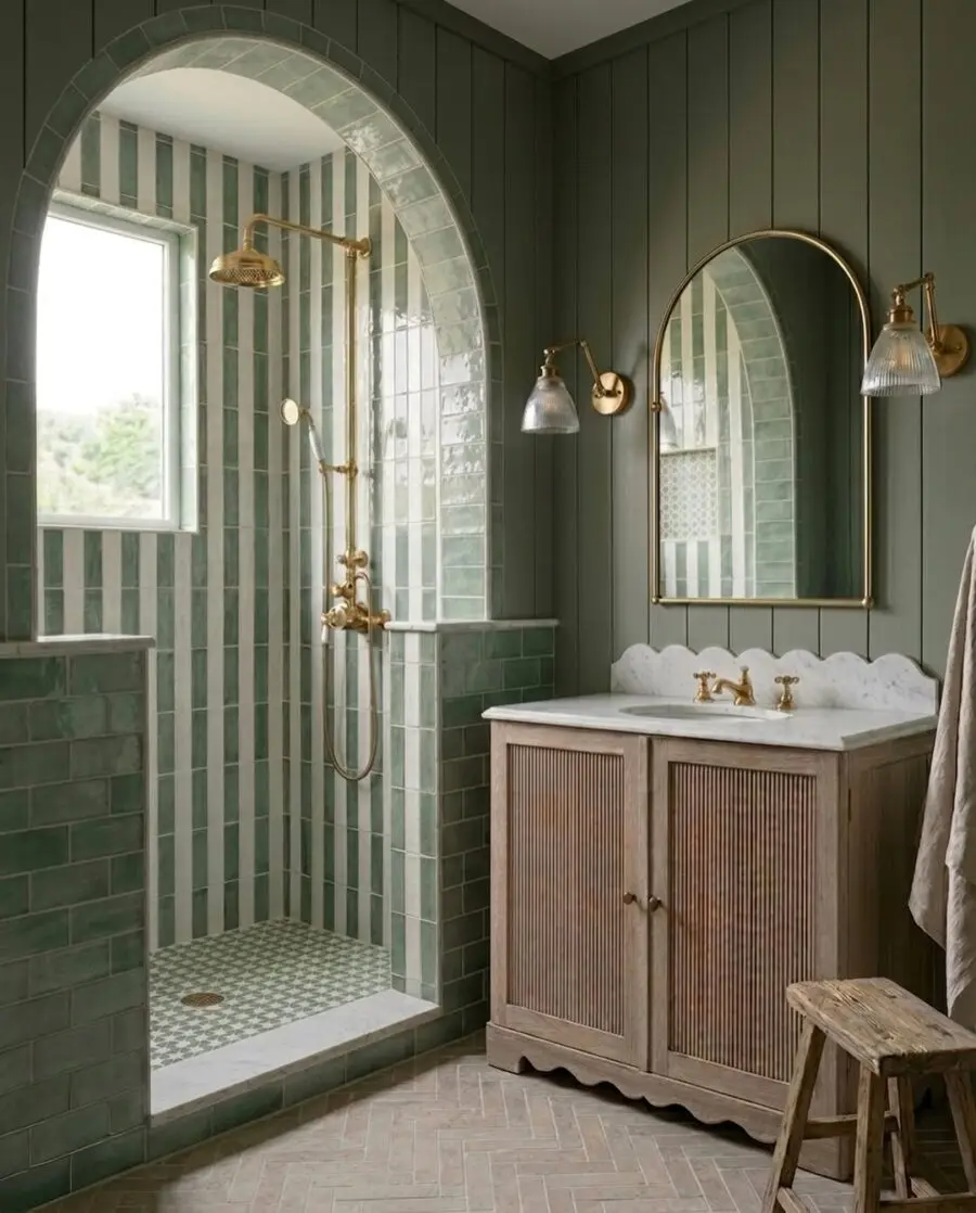 Charming vintage-style bathroom with greenery accents
