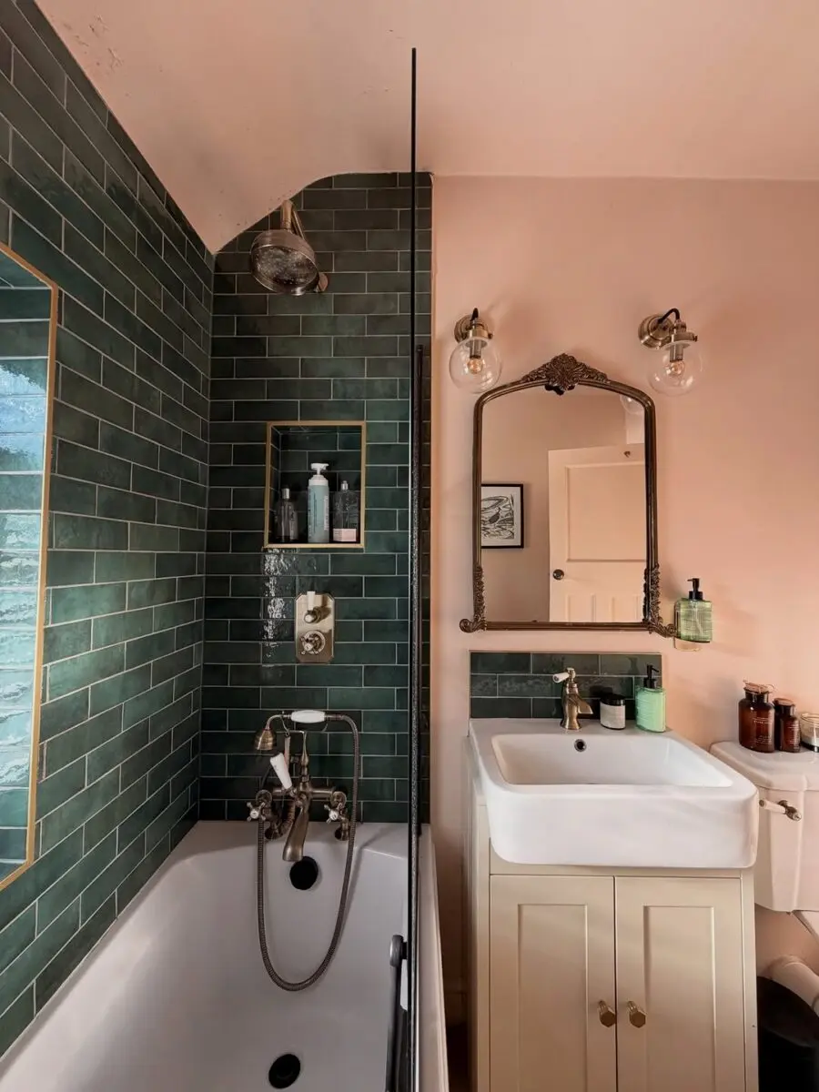 Charming vintage bathroom with green accents