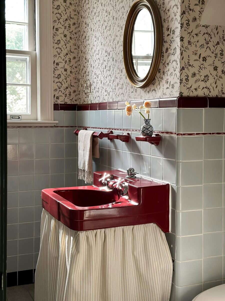 Charming vintage bathroom with unique design elements