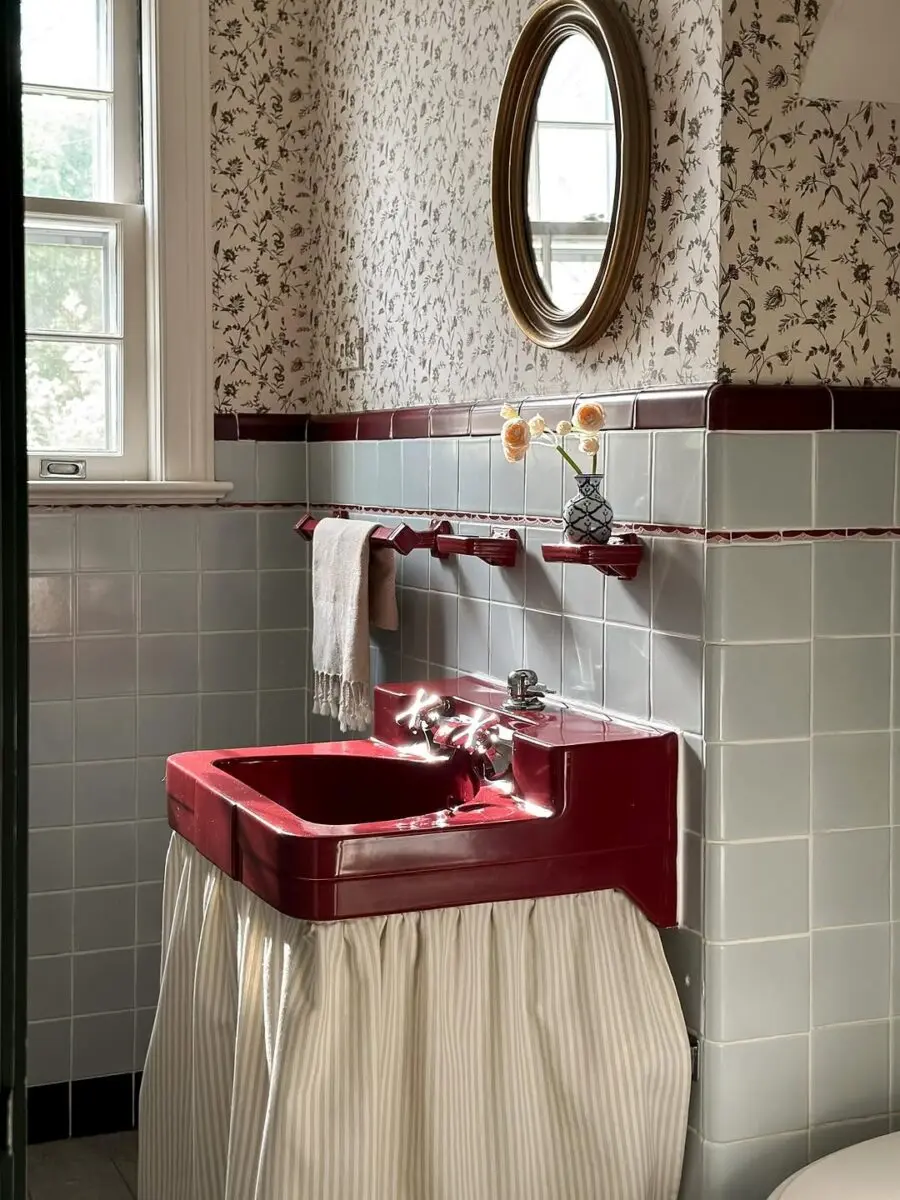 Charming vintage bathroom with unique design elements