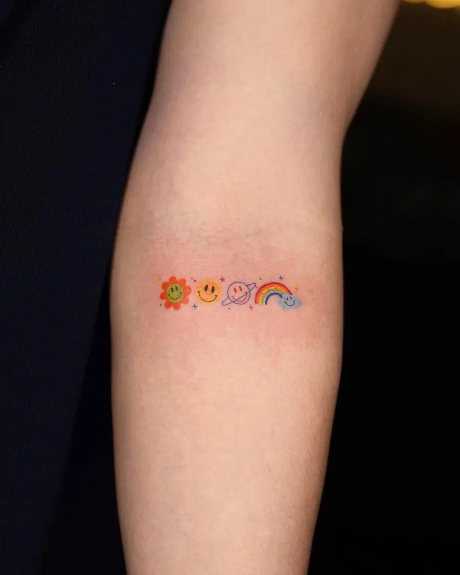 Colorful Smiley Face Tattoo Collection