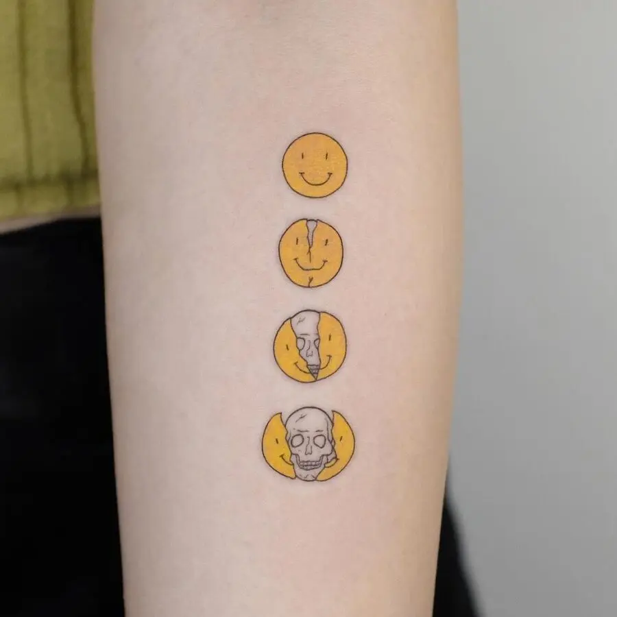 Four Faces: Happiness to Somberness in Ink