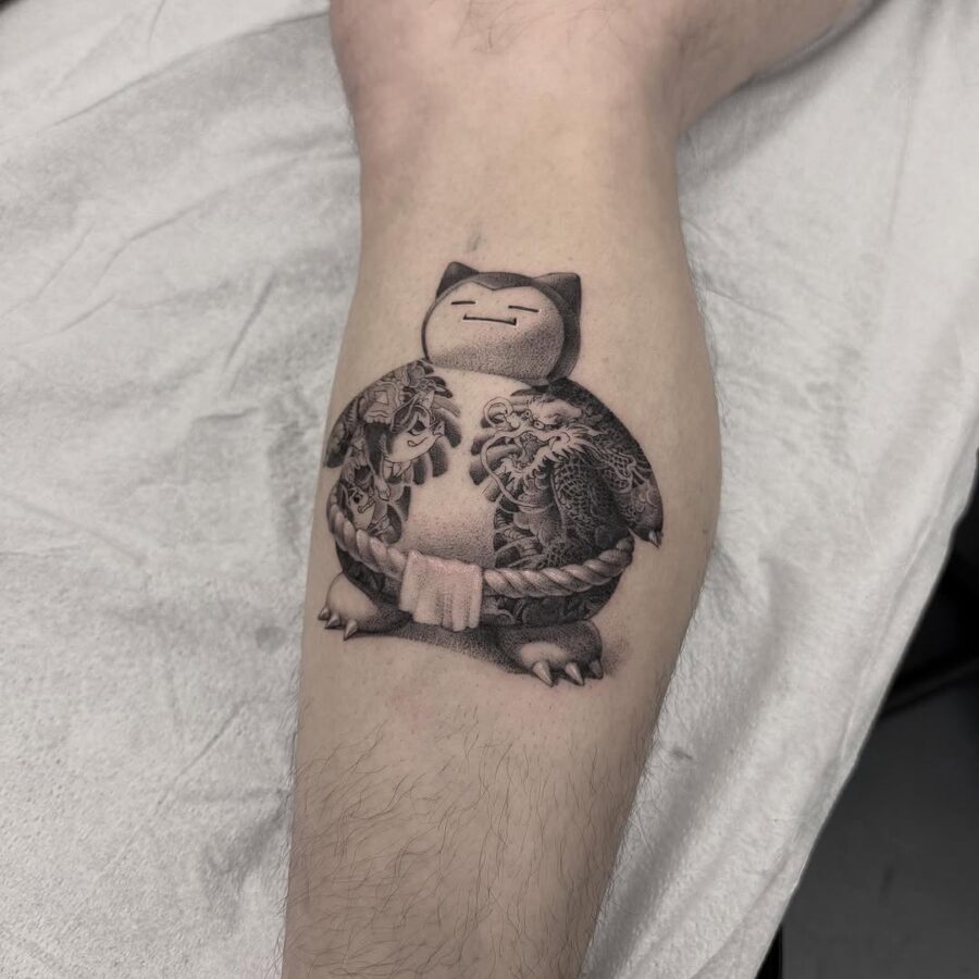 Charming Snorlax in an Aesthetic Tattoo Design