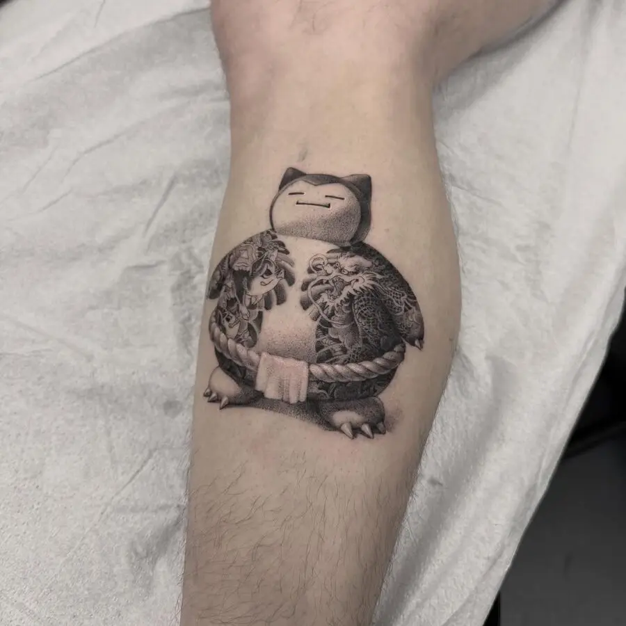 Charming Snorlax in an Aesthetic Tattoo Design
