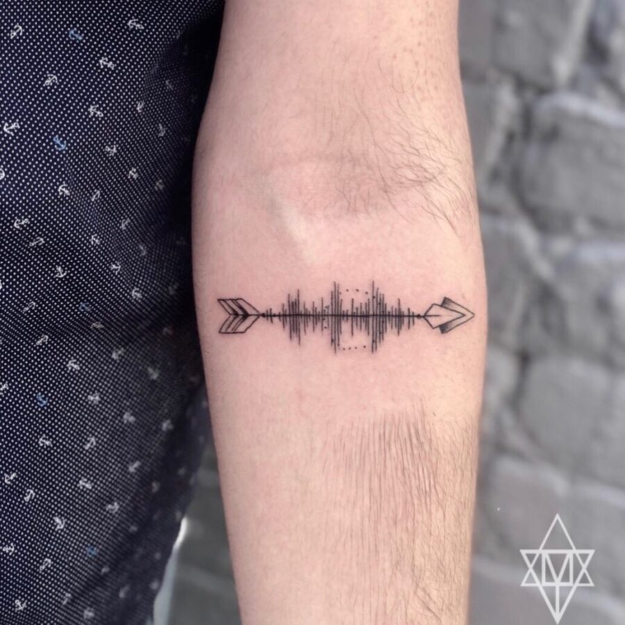 Stylish Soundwave Tattoo with Arrow Design