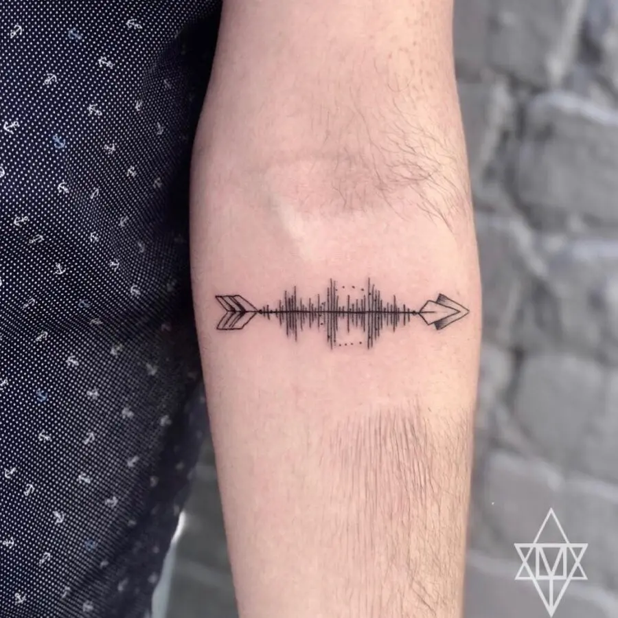 Stylish Soundwave Tattoo with Arrow Design