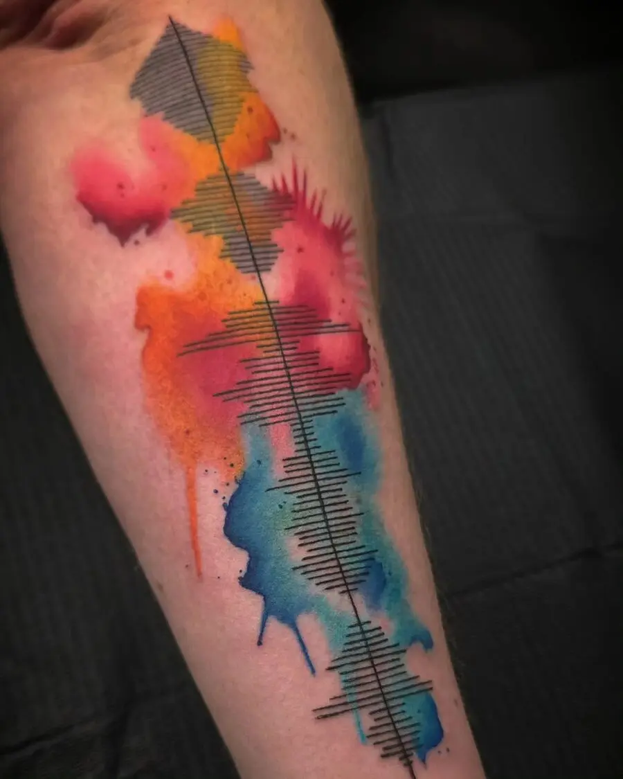 Vibrant Soundwave Tattoo with Watercolor Elements