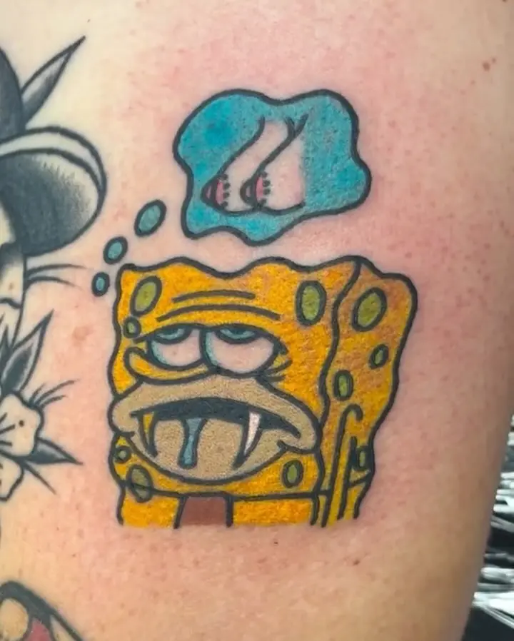 Hilarious SpongeBob Tattoo Brings Laughter