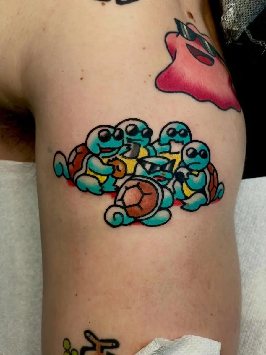 Playful Squirtles in Vibrant Ink Design