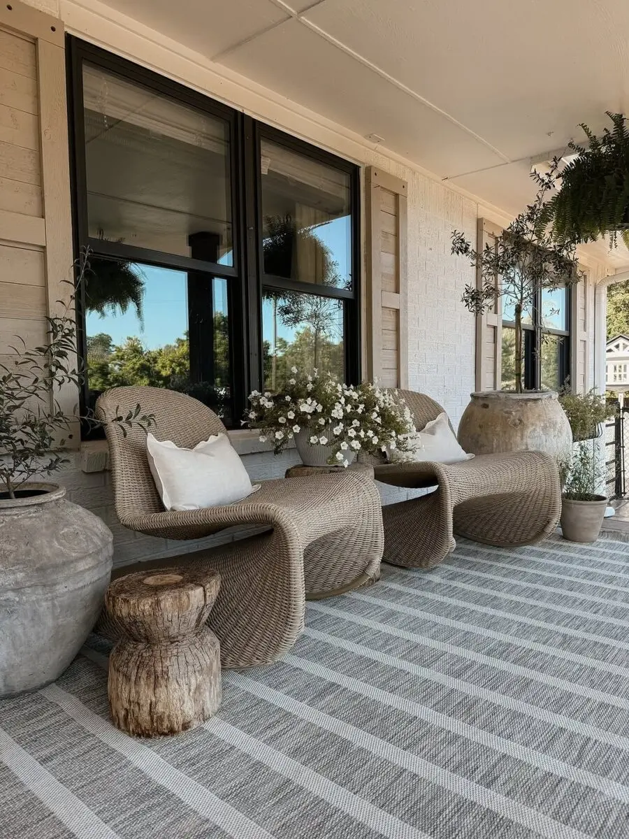 Chic and Cozy Porch Seating Arrangement
