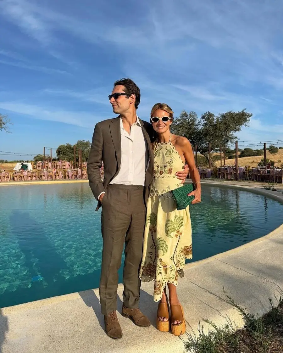 Chic summer wedding attire by the pool