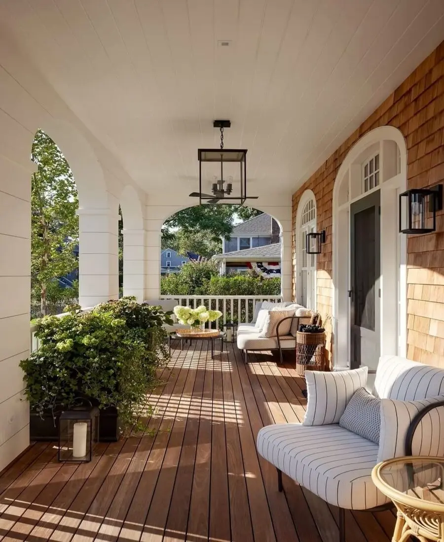 Charming front porch with cozy seating options