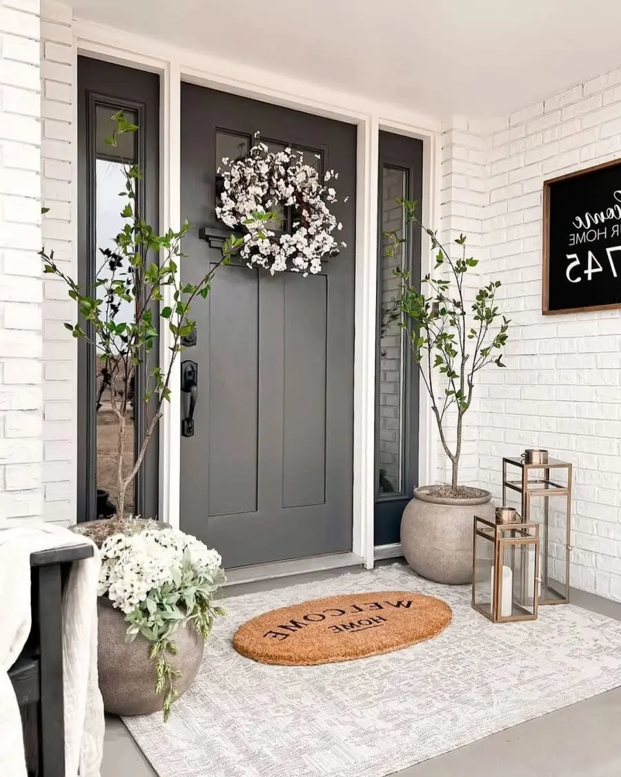 Charming porch decor with potted greenery