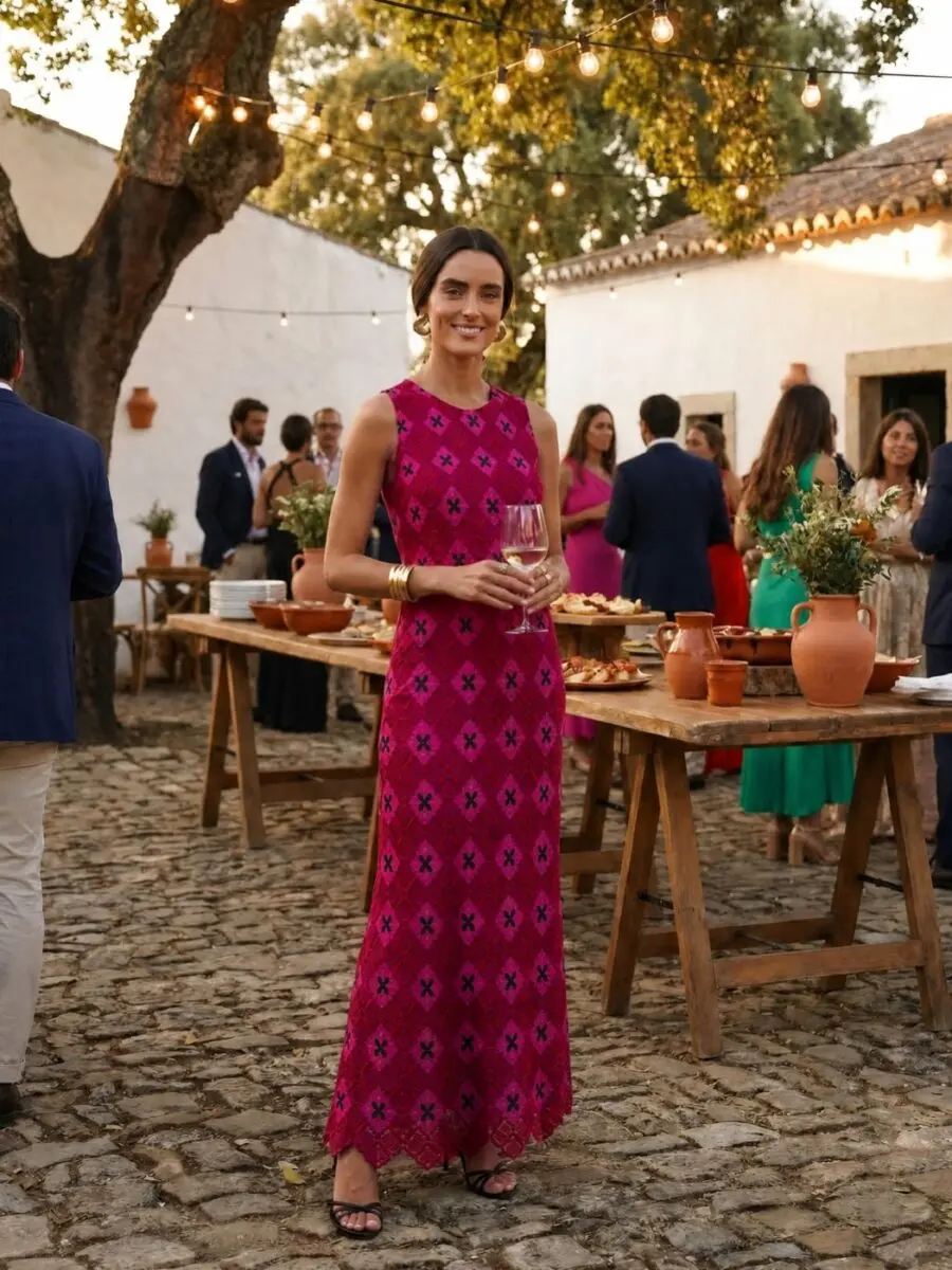Elegant fuchsia dress for summer weddings