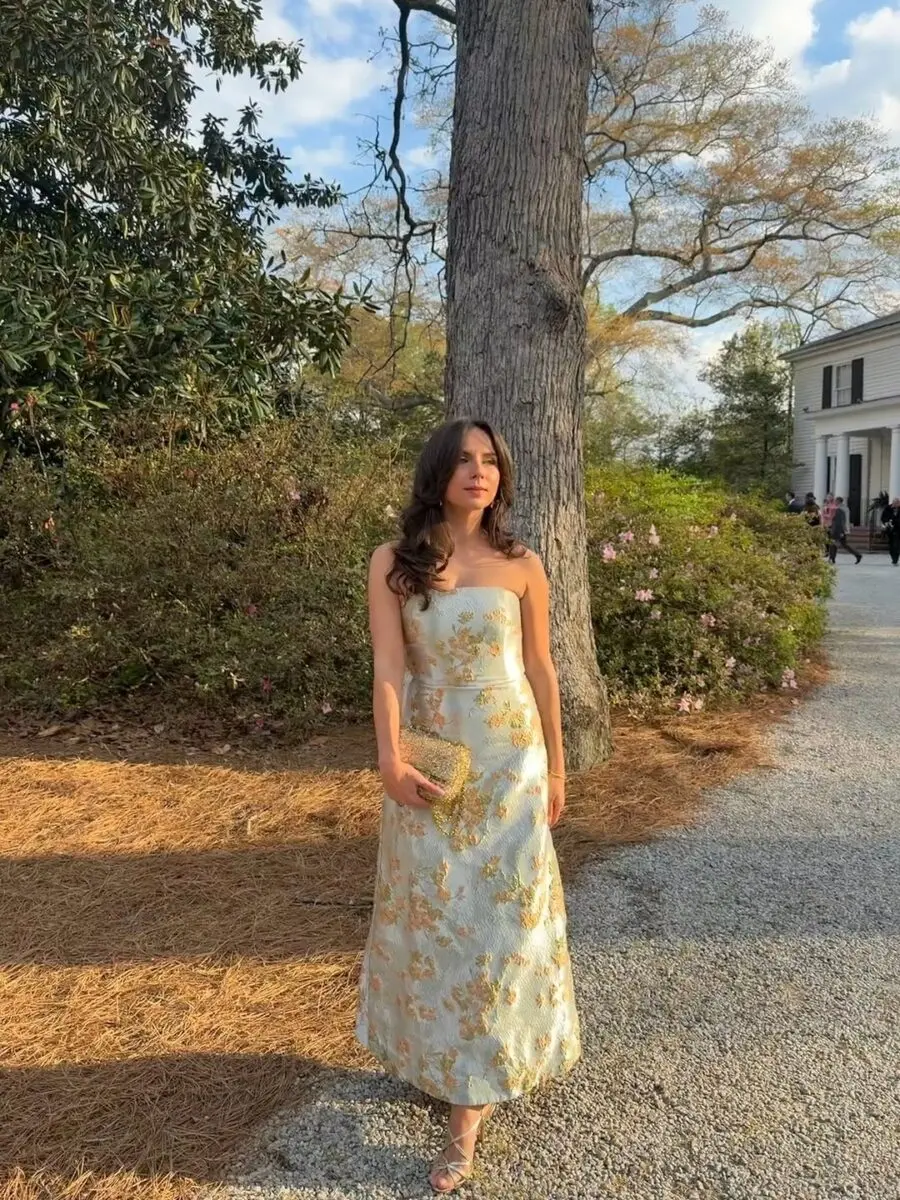 Elegant satin dress perfect for summer weddings
