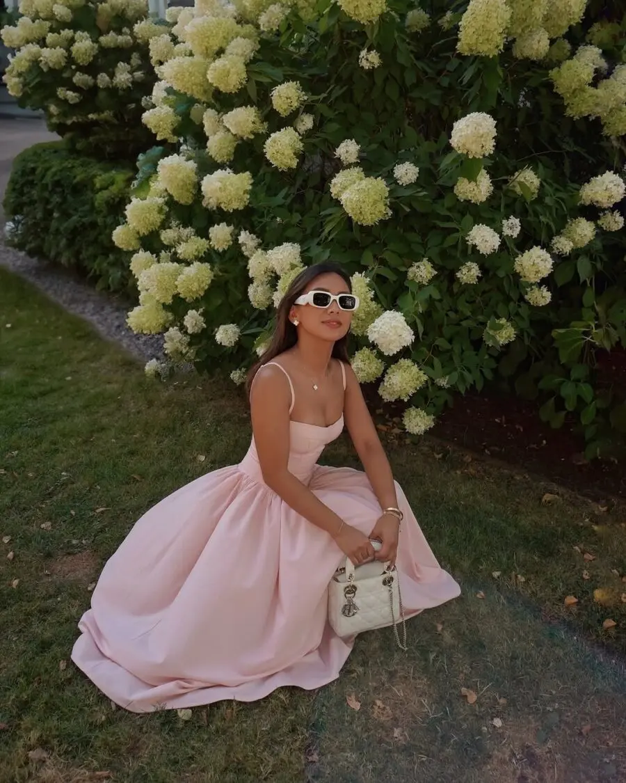 Chic Summer Wedding Pink Dress with Accessories