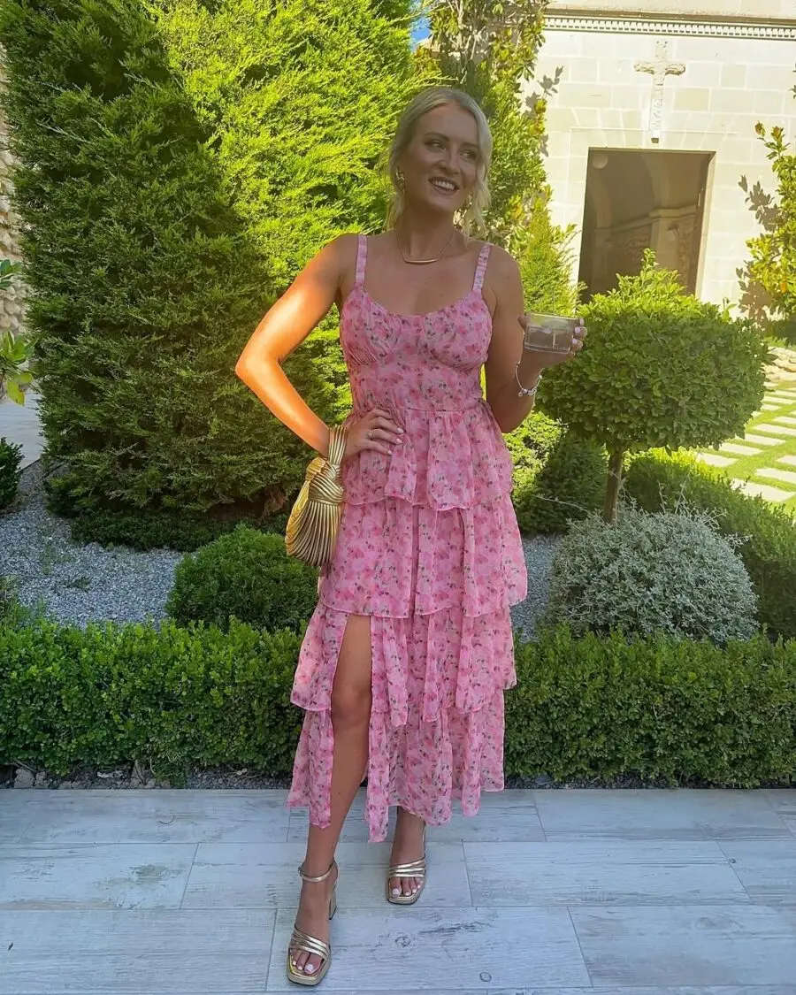 Charming Pink Floral Dress for Summer Weddings