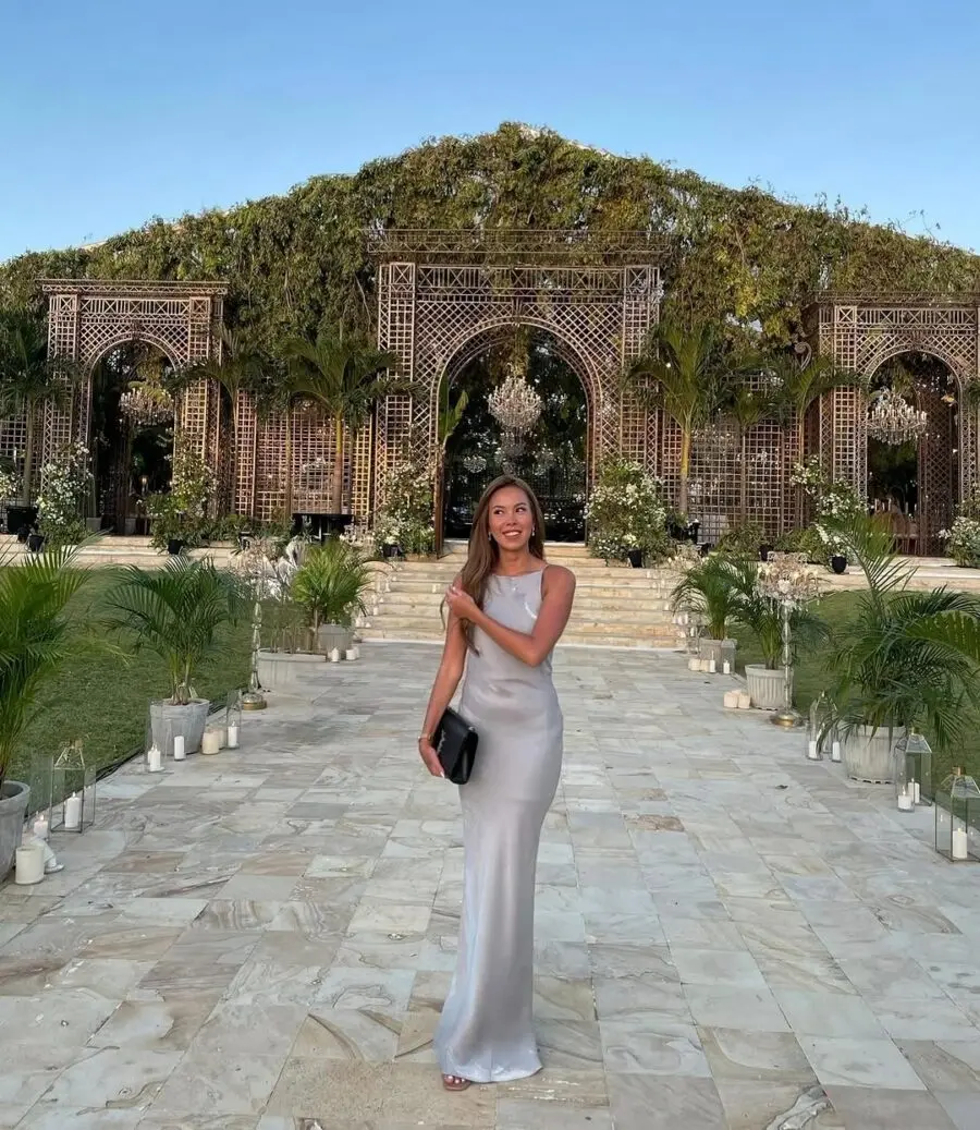 Elegant silver dress for summer weddings