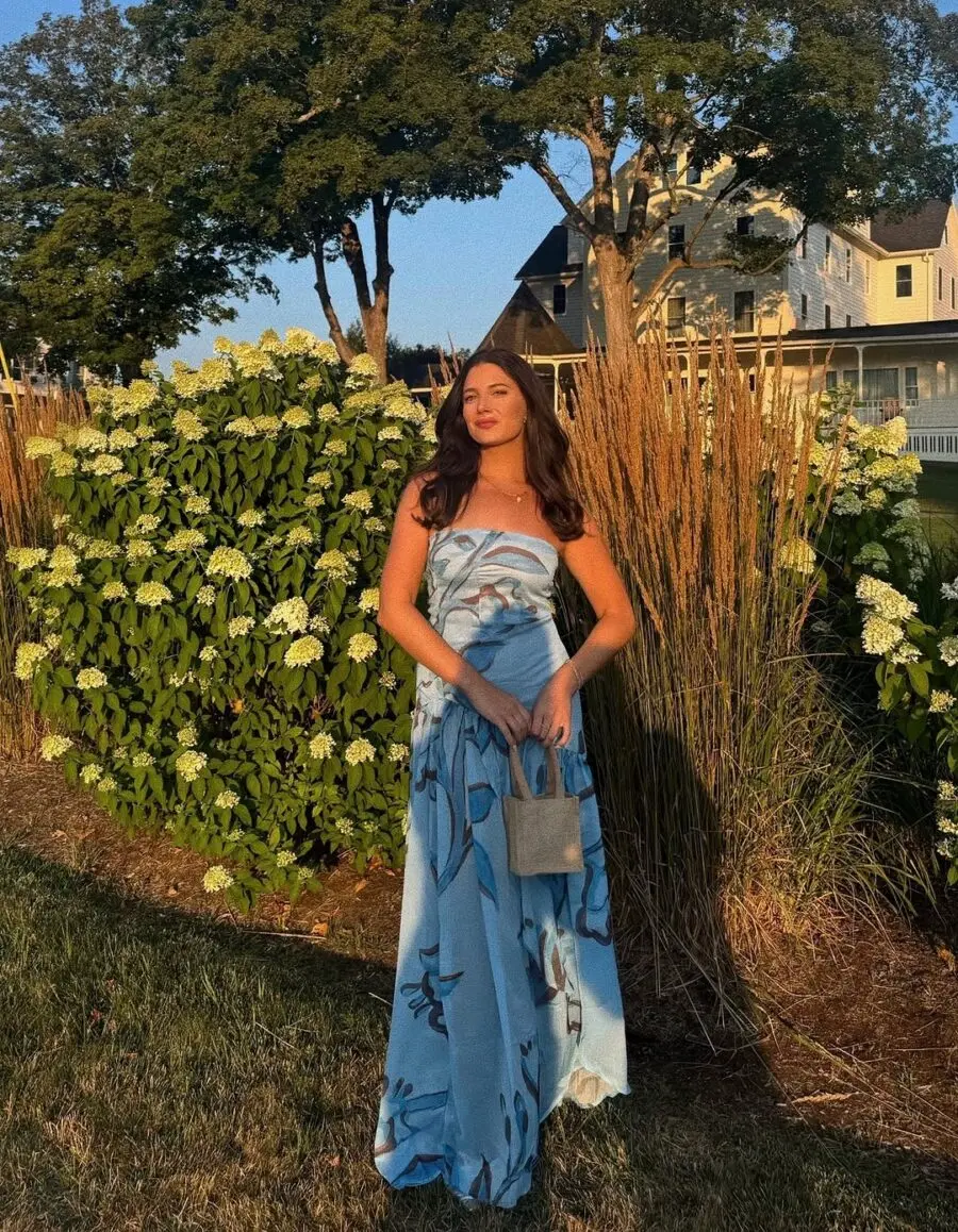 Elegant summer strapless dress with floral print