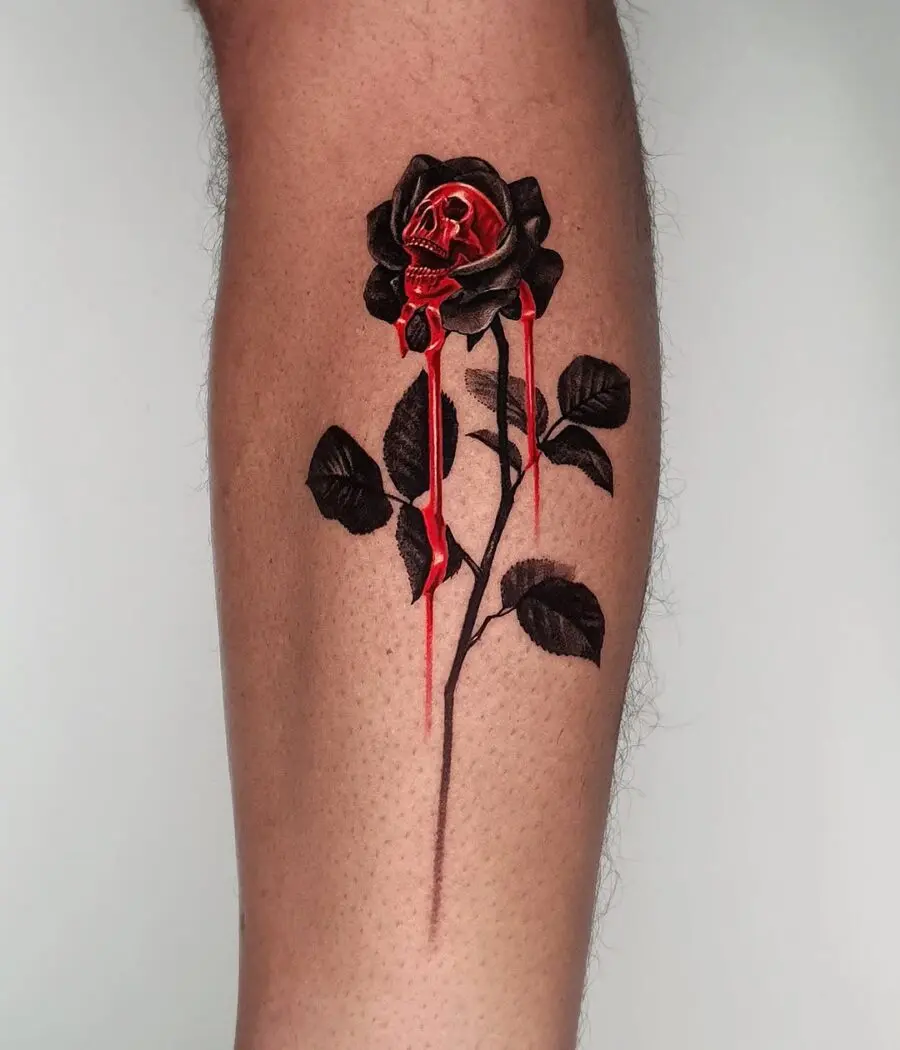 Dark elegance of a skull rose tattoo