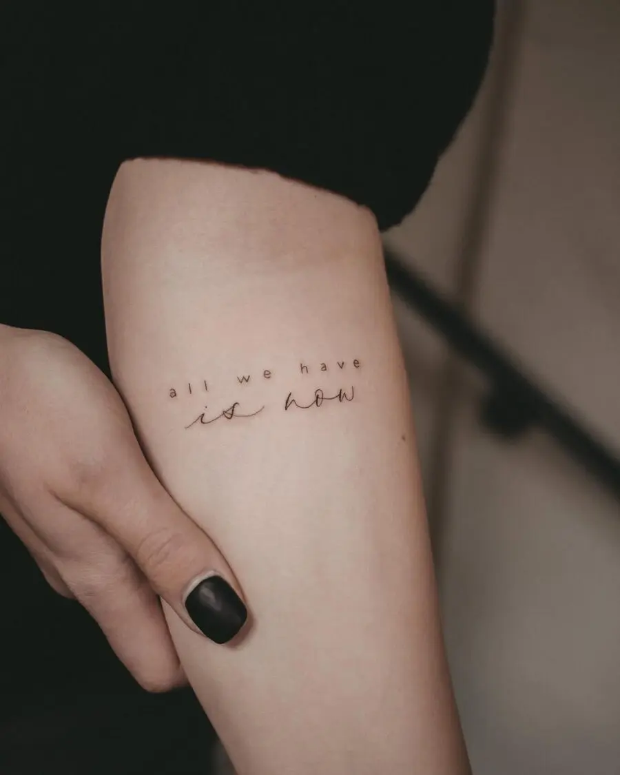 Minimalist tattoo with inspirational quote