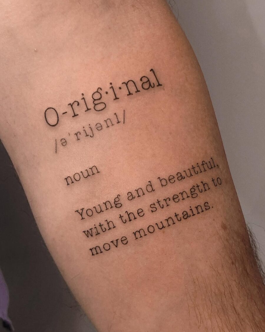 Unique tattoo showcasing the meaning of original