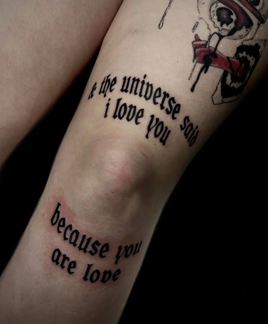 Elegant script tattoo expressing love's essence