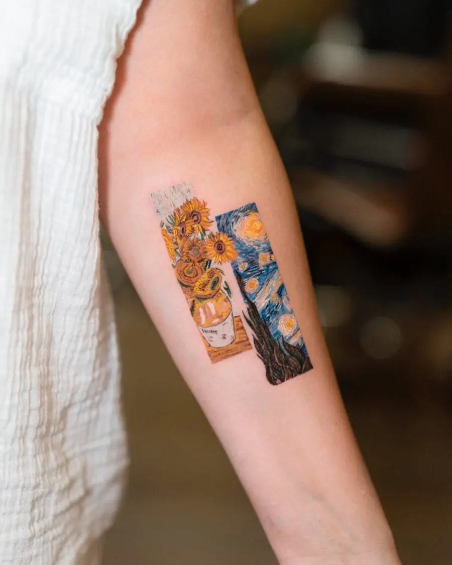 Art-inspired tattoos blend classic styles beautifully