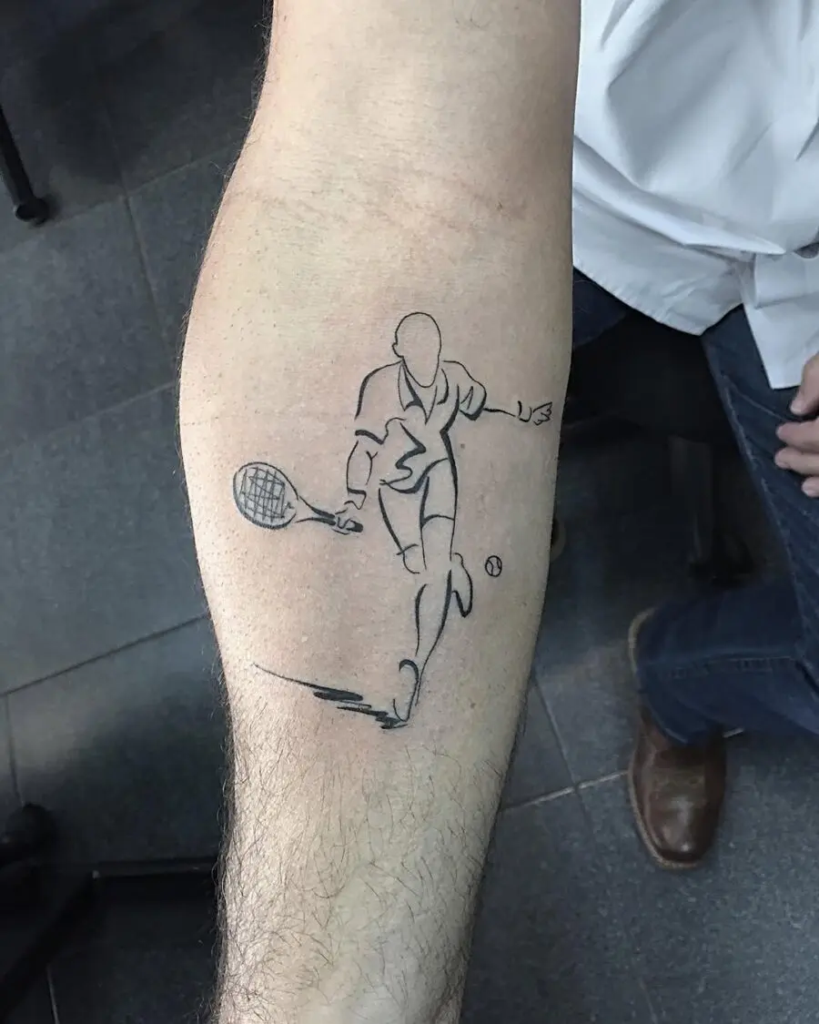 Stylish tennis player inked on forearm