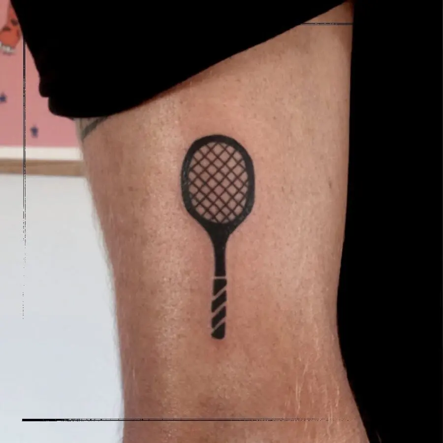 Minimalist tennis racket tattoo design inspiration