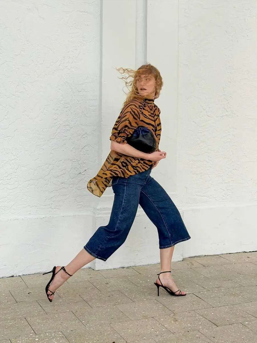 Chic Tiger Print with Casual Denim