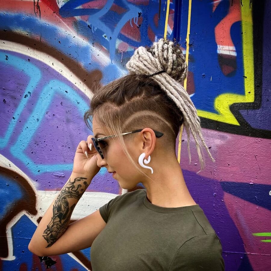 Chic Undercut with Dreadlock Topknot