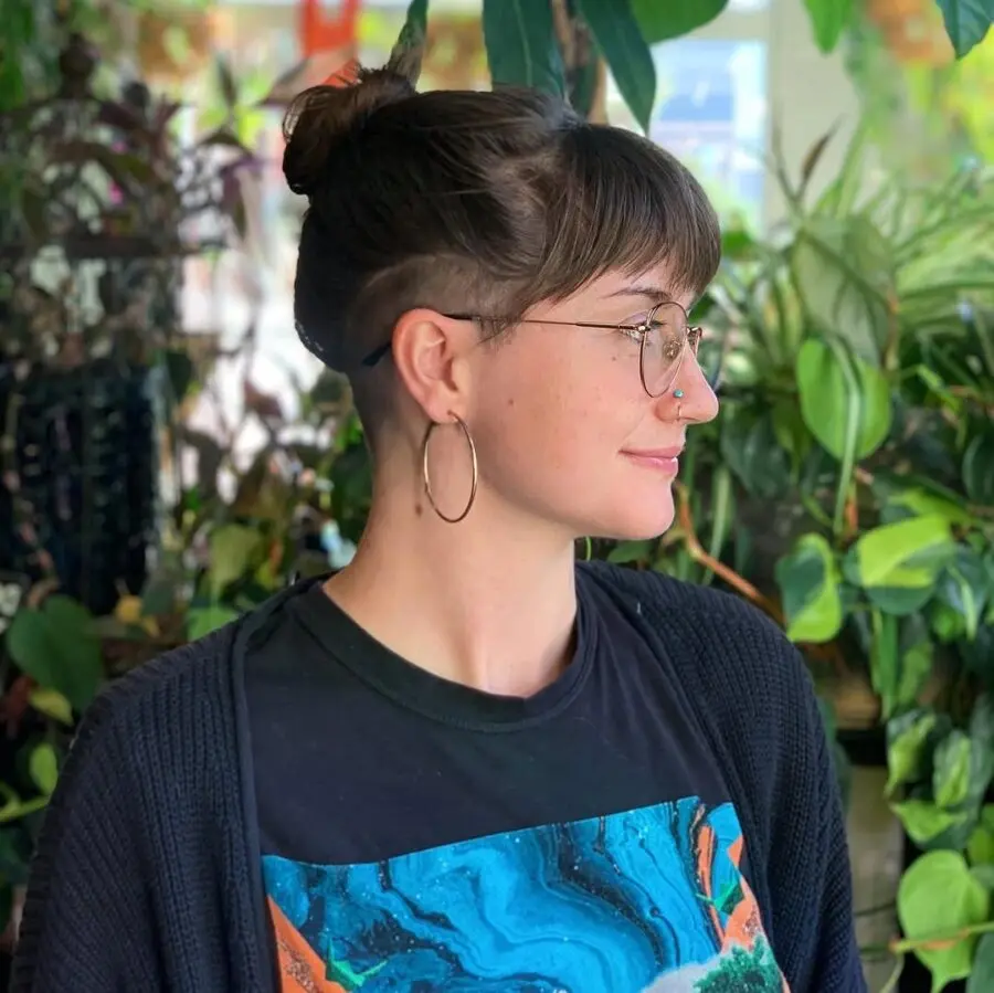 Chic undercut with a playful top knot