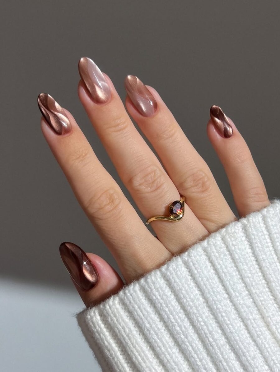 Stylish Brown Velvet Nail Design Inspiration