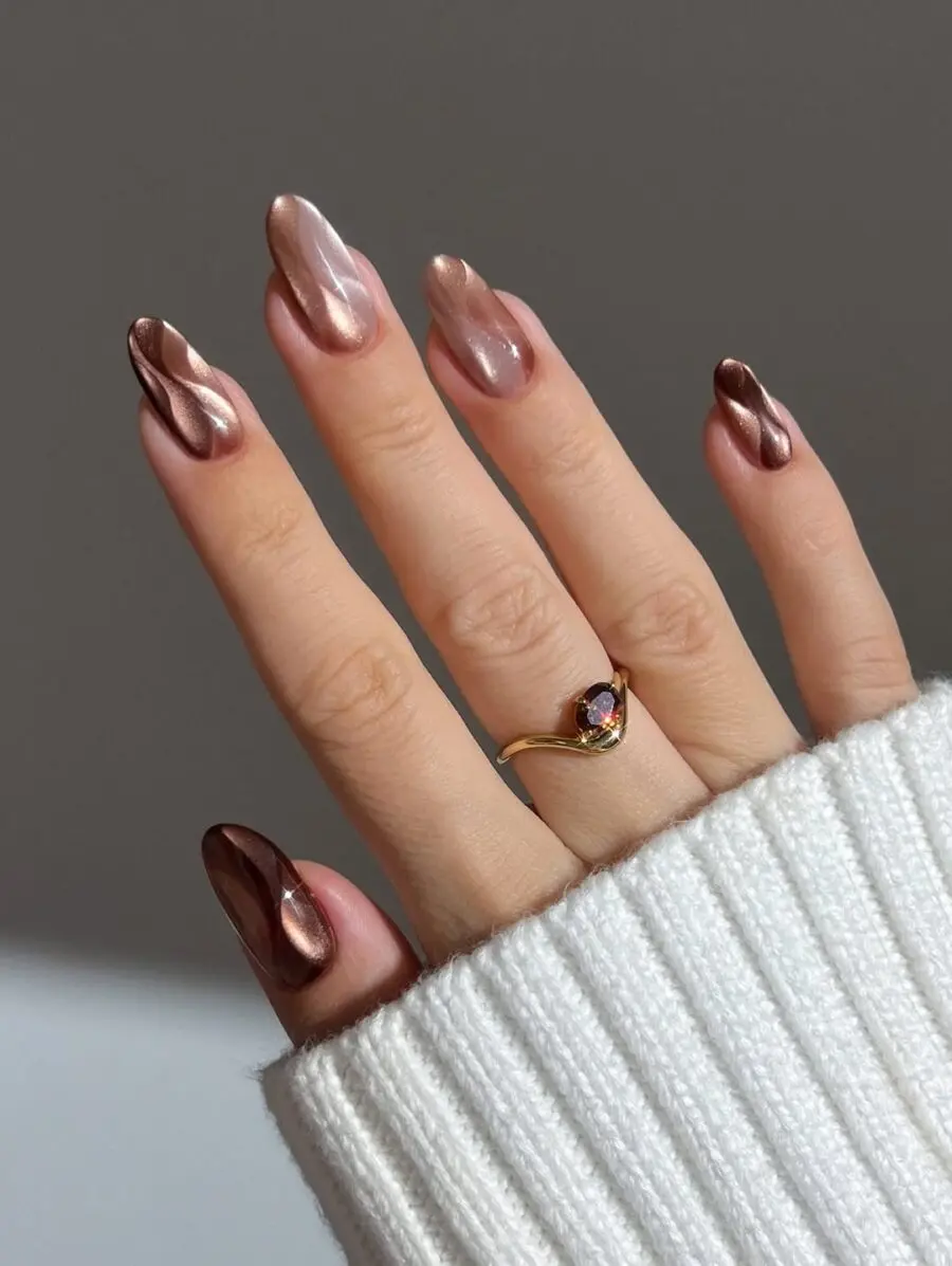 Stylish Brown Velvet Nail Design Inspiration