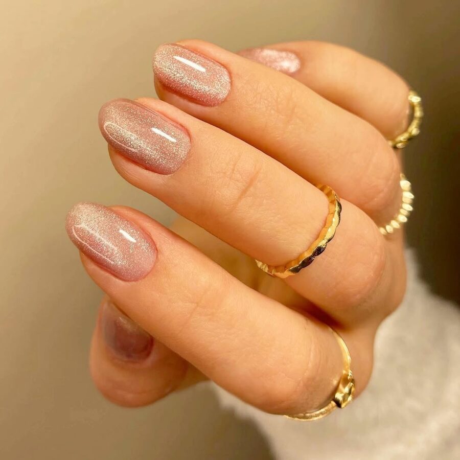 Glittery Velvet Nails for a Chic Look