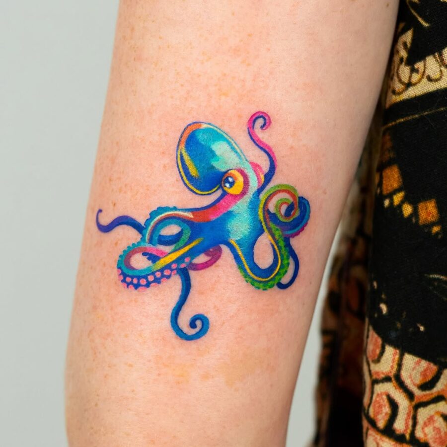 Colorful octopus tattoo with vibrant design