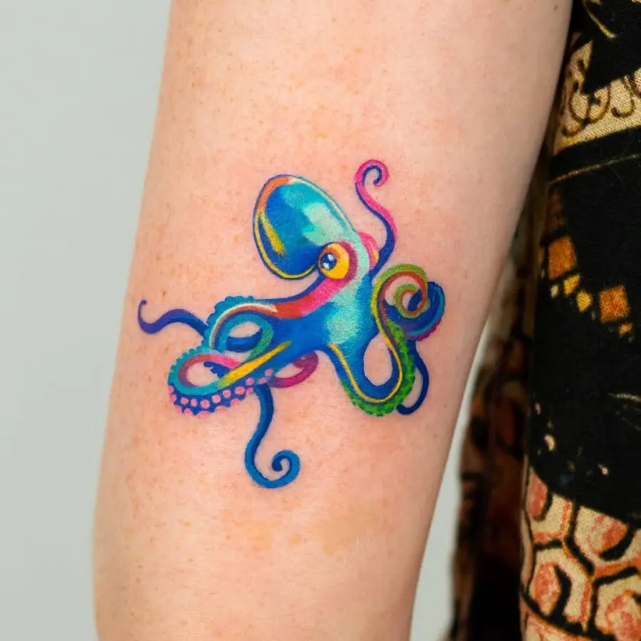 Colorful octopus tattoo with vibrant design