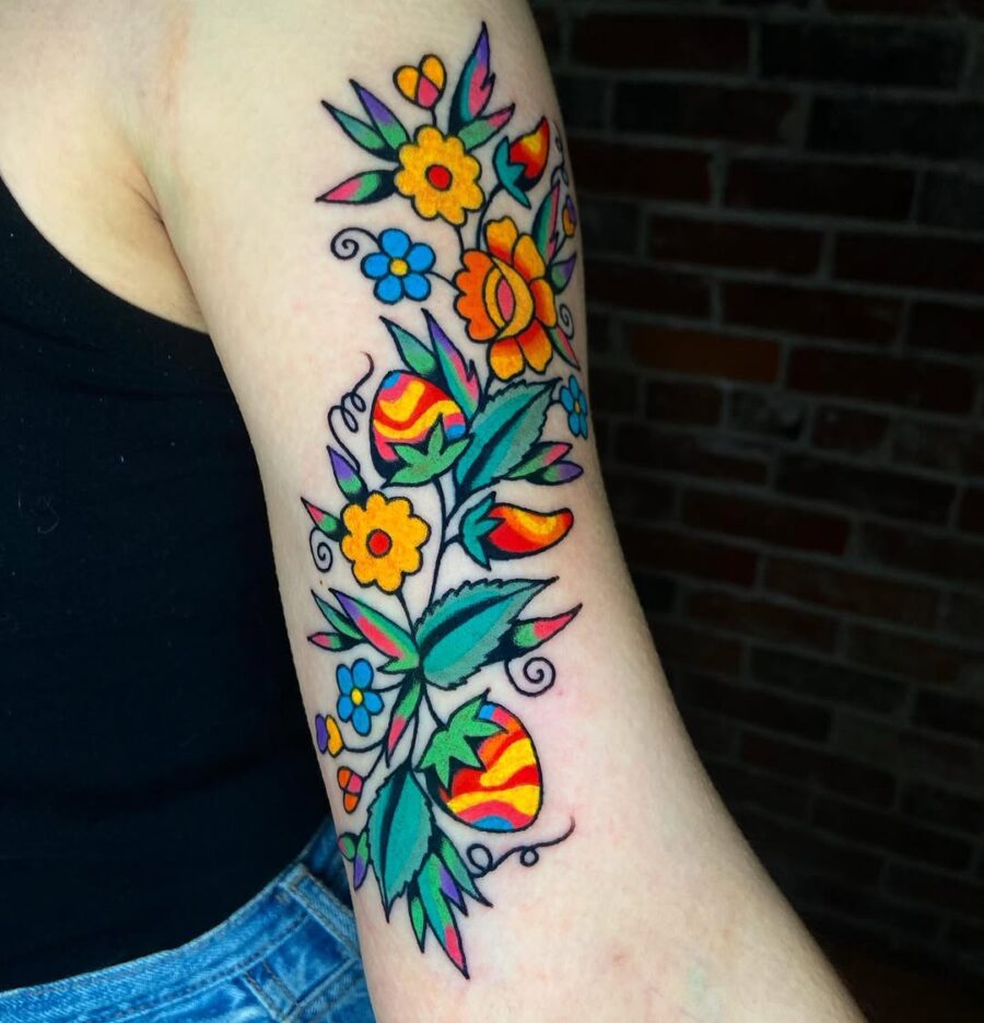 Vibrant floral tattoo bringing cheerful vibes