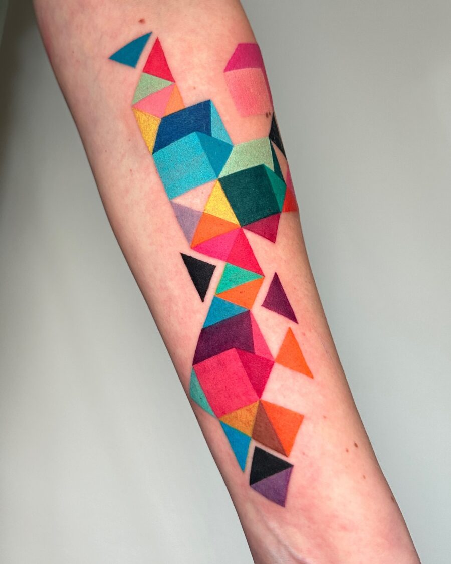 Vibrant and Bold Geometric Tattoo Design